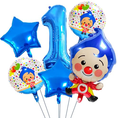 Clown Luftballon,1 jahr Geburtstagsdeko,Geburtstagsdeko Zirkus,Zirkus Folienballon Deko Clown Luftballons Set, Zirkuszelt Riesenballon zum Karneval Urlaub Geburtstag Thematische (Blau 1)