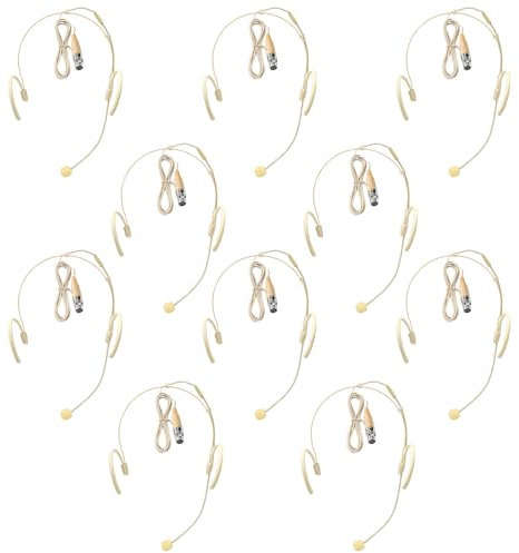 Headset-Mikrofon, 2 Ohrhörer, zum Aufhängen, Mini-XLR, 4-poliger TA4F-Stecker für Shure, Silikon-Ohrbügel, 1,5 m Kabel für Bühne, Vorträge, Live-Auftritte, Theater, 10 Stück