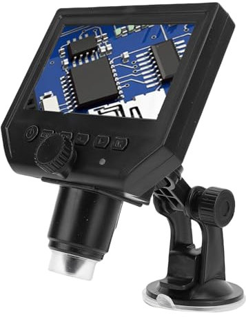 Jectse Digitalmikroskop, 1080p 600X -Mikroskop -Vergrößerung, 4,3 -Zoll -Lötmikroskope, AF -Autofokus auf die Reparatur der Elektronik, Saugnäpfe und Faltbare Setup