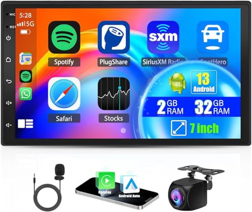 7 Car Stereo for Ford Fiesta MK5 2005 2006 2007 2008 with Wireless Carplay Android Auto Touch Screen Android 14 2+32G ar Radio w/GPS Navigation WiFi Bluetooth 32EQ HiFi Backup Camera SWC