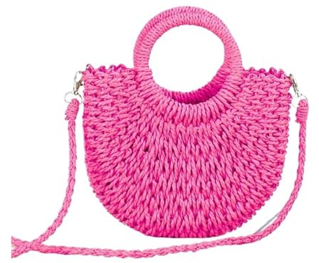 Bolso Rafia Mujer Bolso de paja tejido for mujer, diseño hueco, bolso de verano de gran capacidad, bolso de mano tejido de ratán, cesta artesanal hecha a mano.