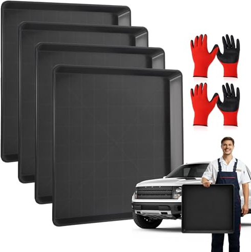 4 Auto-Ölauffangwanne 58 x 55 x 3 cm, Auffangwanne für Auto Waschmaschine | Große Kunststoffwanne als Untersetzer für Geräte und Pflanzen, geeignet für Garage, Waschmaschine und Gefrierschrank
