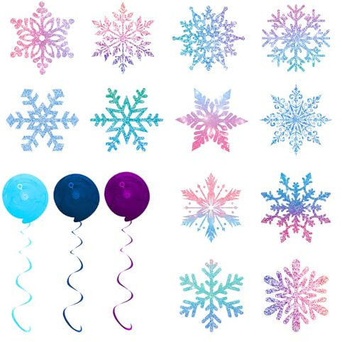 12 Stück Wirbel Schneeflocken Deko Weihnachten,Blau Folie Papier Schneeflocke Hängende Dekorationen für Geburtstag Garten Zuhause Christmas themed parties, holiday parties