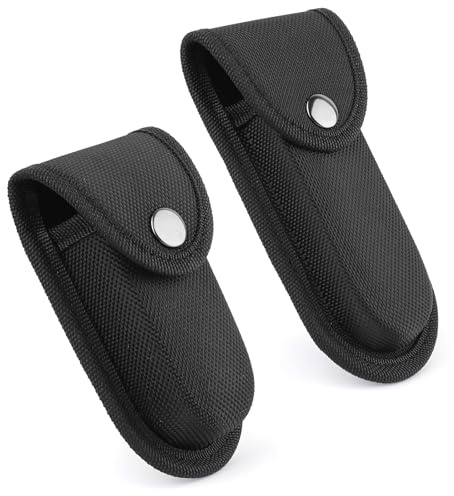 Nexlynk 2 Pcs Nylon Pocket Knife Sheath for 5''-5.5''（14cm） and 4''(11cm) Folding Knife Multitool Pouch with Snap Closure Belt Loop Vertical Carry for Outdoor Hiking Camping Fishing