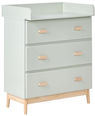Beliani Baby Wickeltisch Kommode hellgrün 50x80x102 cm 3 Schubladen Quilpie