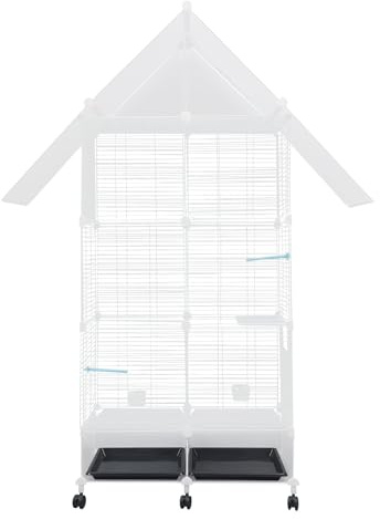 C-Juzarl großer Vogelkäfig 74 x 37 x 163 cm Vogelbauer Vogelvoliere mit 4 Türen, Voliere mit 6 Rollen, Nymphensittich Käfig, Vogelkäfig Wellensittich (Weiß)