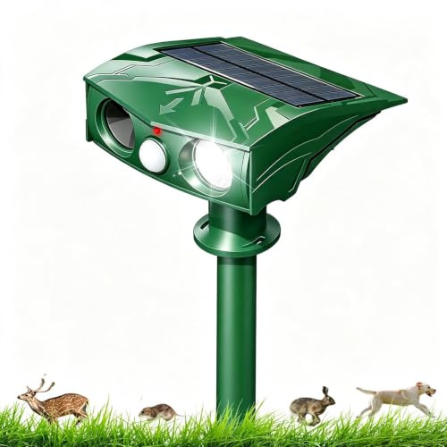 Répulsif Chat Ultrason, Répulsif Chat Exterieur 2 Modes, Répulsif pour Chats Solaire, répulsif à ultrasons avec LED Détecteur de Mouvement pour Anti Chats Chiens Souris Ratons Renards Oiseaux Rats