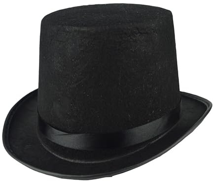 CATMEYE Haut-de-Forme Noir en Feutre pour Adulte, Chapeau de Costume Steampunk Victorien en Feutre Polyester pour Homme & Femme, Chapeau Déguisement pour Halloween & Cosplay (noir)