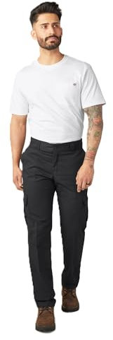 Dickies Pantalon Cargo Droit en sergé Extensible pour Homme, Noir, 46W x 30L