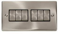 Click Deco VPSC416BK Satin Chrome 6 Gang Switch Black Insert …