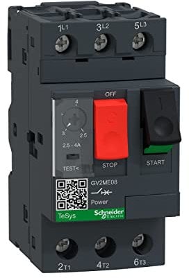Schneider Electric - TeSys GV2ME - disj. moteur - 2,5..4A - 3P 3d - déclencheur magnéto-thermique - GV2ME08