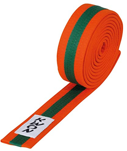 Budogürtel Judo mehrfarbig, versch. Längen (orange/grün/orange, 320)