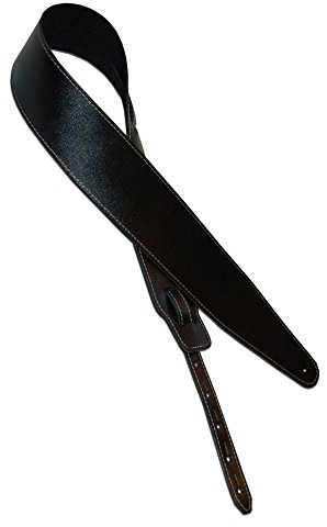 Shaman CJ Gitarrengurt Leder, Schwarz, Made in EU, Innenseite: Filz | Material: heimisches Rindsleder, Oberseite: Glattleder, glänzend, Weiße Naht, min. Länge: 125 cm, max. Länge: 155 cm, 6 cm