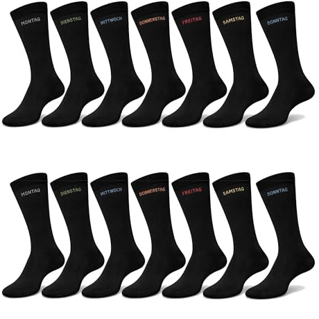 Cocain underwear 7 | 14 | 21 Paar Damen & Herren Socken Marke schwarz mit einem Wochentag am Schaft Grössen 35-38, 39-42, 43-46 oder 47/50