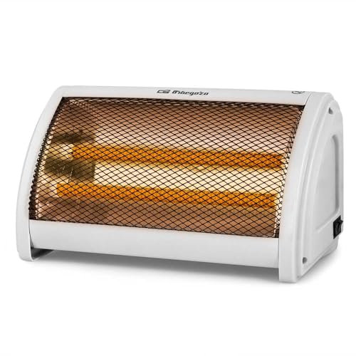 Orbegozo BP 3200 Estufa cerámica, 2 niveles de potencia, Doble botón de funcionamiento, Asa de transporte, Sistema antivuelco, 1000 W, Color Blanco