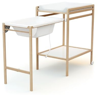 AT4 - Cambiador madera con bañera ESSENTIEL Haya barnizada