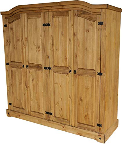 Kleiderschrank 4-türig Brasil Rio Classico Schlafzimmer Holz Pinie Massivholz Echtholz Farbe wählbar Brasilmöbel