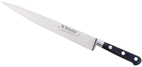 K SABATIER - Tranchelard 25 Cm Gamme Authentique - Acier Inoxydable - Manche Noir - 100% Forge - Entièrement Fabrique en France