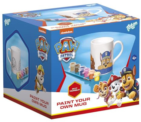 Totum 720169 Farben Becher zum Selbstbemalen: Tasse zum Ausmalen mit Paw Patrol Motiven inklusive 6 Verschiedene, Bunt, 1 Stück (1er Pack)