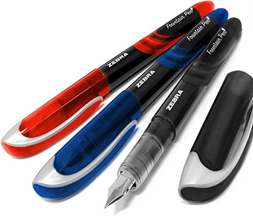 Cebra Fuente - Desechables Pluma Estilográfica - Colorido Tinta - Negro, Azul, y Rojo