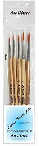 da Vinci Série 303 Set de 5 Pinceaux Rond Synthetique de, 1, 2, 3, 4, 5. pour Aquarelle, Huile et Peinture Acrylique