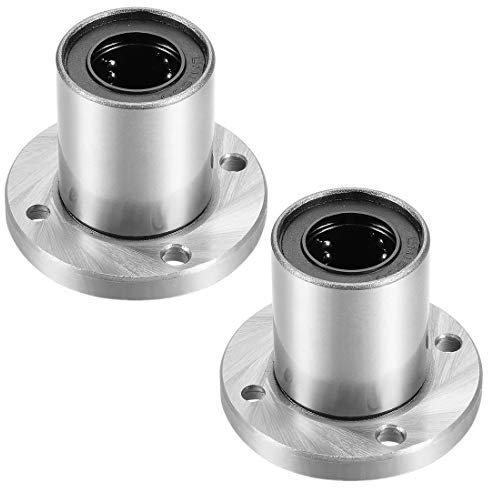 sourcing map 2 Stück Linearkugellager LM16UU Extra Lange Rundflansch, 16 mm Bohrung Durchm. 28 mm Außendurchm. 37 mm Länge