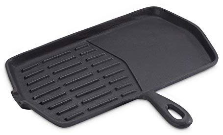 ECHTWERK EW-GE-1245 Grillpfanne aus Gusseisen mit Grillstreifen, geignet für den Einsatz über offenem Feuer, Ideal für die Zubereitung von Steaks, Schwarz