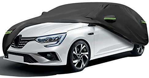 NEVERLAND Bache Voiture - 420D Housse Voiture Auto Etanche Bache de Protection Exterieur, avec Avertissement Réfléchissant, Imperméable et Protégé Contre la Chaleur par UV Noir S