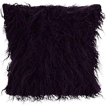 n-f GmbH Fellkissen Fellimitat Nerzoptik 45x45cm Polyester Dekokissen Kissen, Farbe:lila