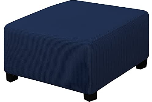 Easy-Going Stretch-Ottoman-Bezug, zusammenklappbar, weich, rechteckig, mit elastischem Boden, Größe M, Marineblau