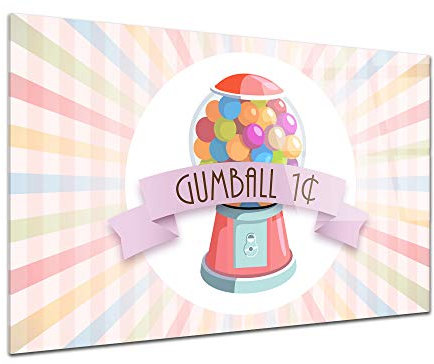 Delina Wandbild, Plexiglas Gumballs, mehrfarbig, Kunstdruck auf Glas, Acryl, modern, Vintage, Dekoration für Haus, Küche, Wohnzimmer, Schlafzimmer, Büro – 50 x 30 cm