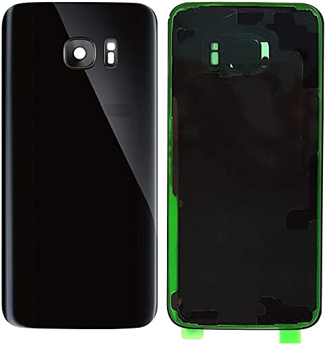 Set mit 3 Akku-Abdeckungen + doppelseitigem Klebeband + Linse kompatibel für Samsung Galaxy S7 Edge G935F G935 Ersatzglas Rückseite Cover Aufkleber + Linse mit Rahmen (schwarz)