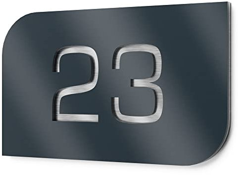 Graviers Design Hausnummernschild aus V2A Edelstahl 215x150mm - Anthrazit RAL 7016 - Wetterfest Rostfrei Individuell anpassbar nach eigener Nummer - Made in Germany