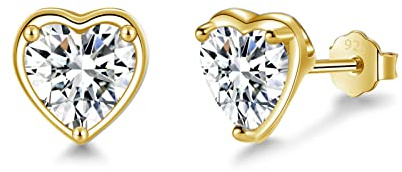 SNORSO Boucles d'oreilles Coeur en Argent 925, Clous d'oreilles Plaqué Platine/Or/Or Rose Avec Zircon Cubique 3mm/4mm/5mm/6mm, Cadeau Bijoux Femme Fille