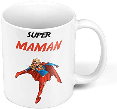 Taza con diseño de amor Super Maman Super Wonder Woman Famille Hero