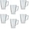 Glasshop Set of 6 Everyday Use Tea, Coffee and Latte Glass Mugs with Handles, 250ml Capacity, Dishwasher Safe