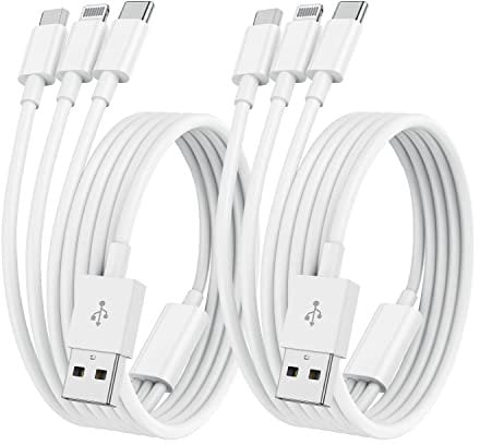 2Pack 2M Multi Charging Cable - Phone Charger with Micro USB Type C Lightning Cable Connector for iPhone, iPad, HTC, LG, Samsung Galaxy, Huawei, Android Smartphones and More