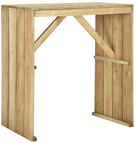 Makastle Gartenbar mit Holz Tischplatte, Bartisch Balkontisch wetterfest Outdoor Gartenmöbel Terrassentisch Stehtisch Bistrotisch Gartentisch Holztisch 100x60x110 cm Imprägniertes Kiefernholz, Braun