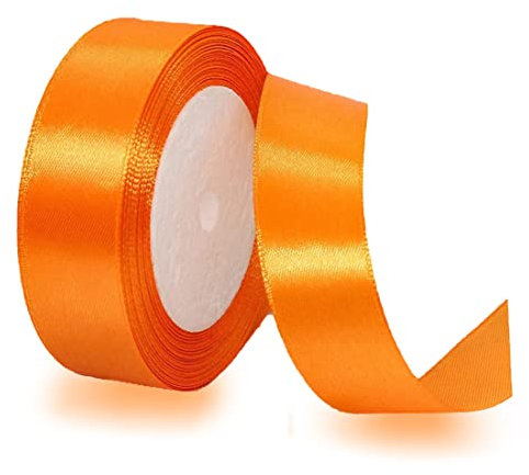 Geschenkband Orange 25mm Breit, 23 Meters Satinband Orange Geschenkbänder Stoff Schleifenband Dekoband zum Geschenkverpackung, Bastelarbeiten, Geburtstag und Hochzeitsdekoration