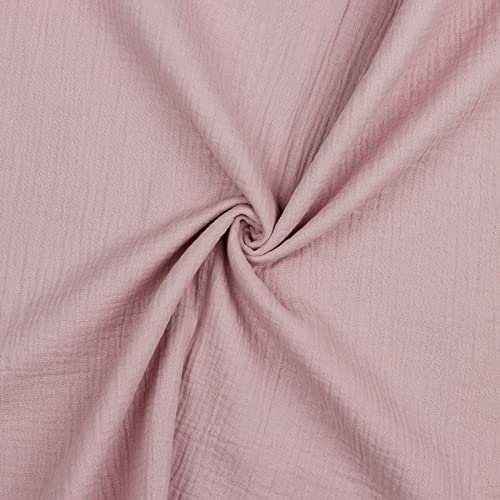 VmG-Store Musselin Double Gauze 61 Farben Meterware Stoff Tex 100 Uni (50 x 135cm) (014 I Lilac)
