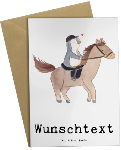 Mr. & Mrs. Panda Personalisierte Karte Pferd Reiten - Geschenke, Grußkarte, personalisiert, individuelle, Reitverein, Reitstall, Grußkarten, Reitsport, Pferde, Sportler, personalisierbar