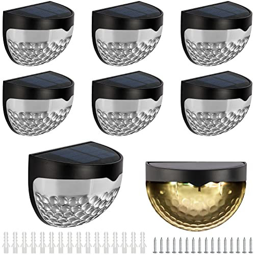 BELLE VOUS 8er Pack Solar Zaunleuchte - Warmweiße LED Terassen Beleuchtung - Wasserdichte Treppen Solarleuchten für Balkongeländer, Terrasse, Geländer & Zaun - ABS Kunststoff