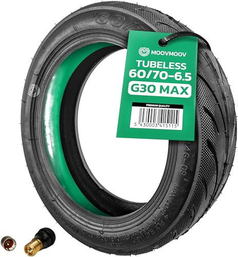 MOOVMOOV Ninebot G30 Max Tubeless 60/70-6.5 Reifen mit Reifendichtungsgel und Tubeless-Ventil, 10 Zoll, für Roller Ninebot Max G30