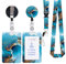 Zemolo Porte Badge de Carte d'Identification avec Cordon Tour de Cou, Porte-cartes Swivel Lobster Clasp avec Lanières Rétractables pour Cartes d'étudiant d'infirmière Clés Caméra Marbre Bleu