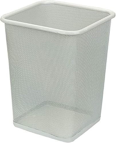 ARA CHOICE Colorful Mesh Bins Waste Rubbish Paper Wastebasket Trash Can Dustbin Metal Square Bin For Home Office easy to use Recycling Bin for Bedrooms Multi Colour with Attractive looks (Silver)