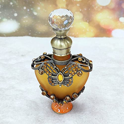 TEAMWILL 10ml Retro Perfume Glass Bottle Antique Crystal Metal Empty Gift Bottles Decoration Gift