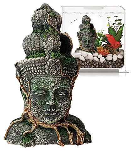 Facynde Buddha Aquarium Dekor | Buddha-Kopf-Skulptur, Aquarium-Dekoration | Buddha-Figur, Aquarium-Ornamente, Unterwasserlandschaft zum Ausruhen und Verstecken von Fischen