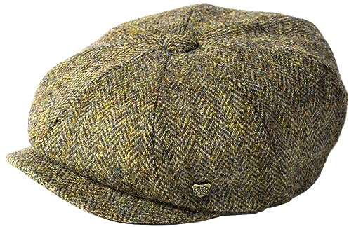 Failsworth Herren Harris Tweed Fischgrätenmütze Carloway Newsboy – Marineblau/Grau – 100% Wolle – klassischer Stil – Einheitsgröße