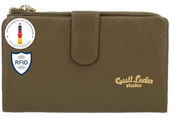 Gusti Geldbörse Leder- Levi Damen Portemonnaie Geldbeutel Kartenetui Vintage extra Münzfach Grün Leder