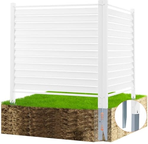 VEVOR Panneau Brise Vue Extérieur 122x122 cm Clôture de Jardin à Persiennes Kit 2 Panneaux de Confidentialité avec Piquets Métalliques, Accessoires pour Sols Souples, Cacher Climatiseurs, Poubelles